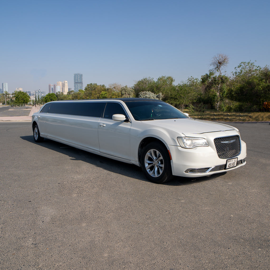 Chrysler White Limo Rental Dubai